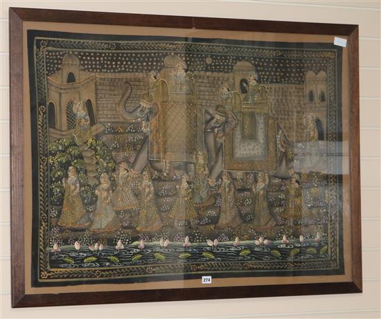 An Indian figurative textile panel 75 x 105cm